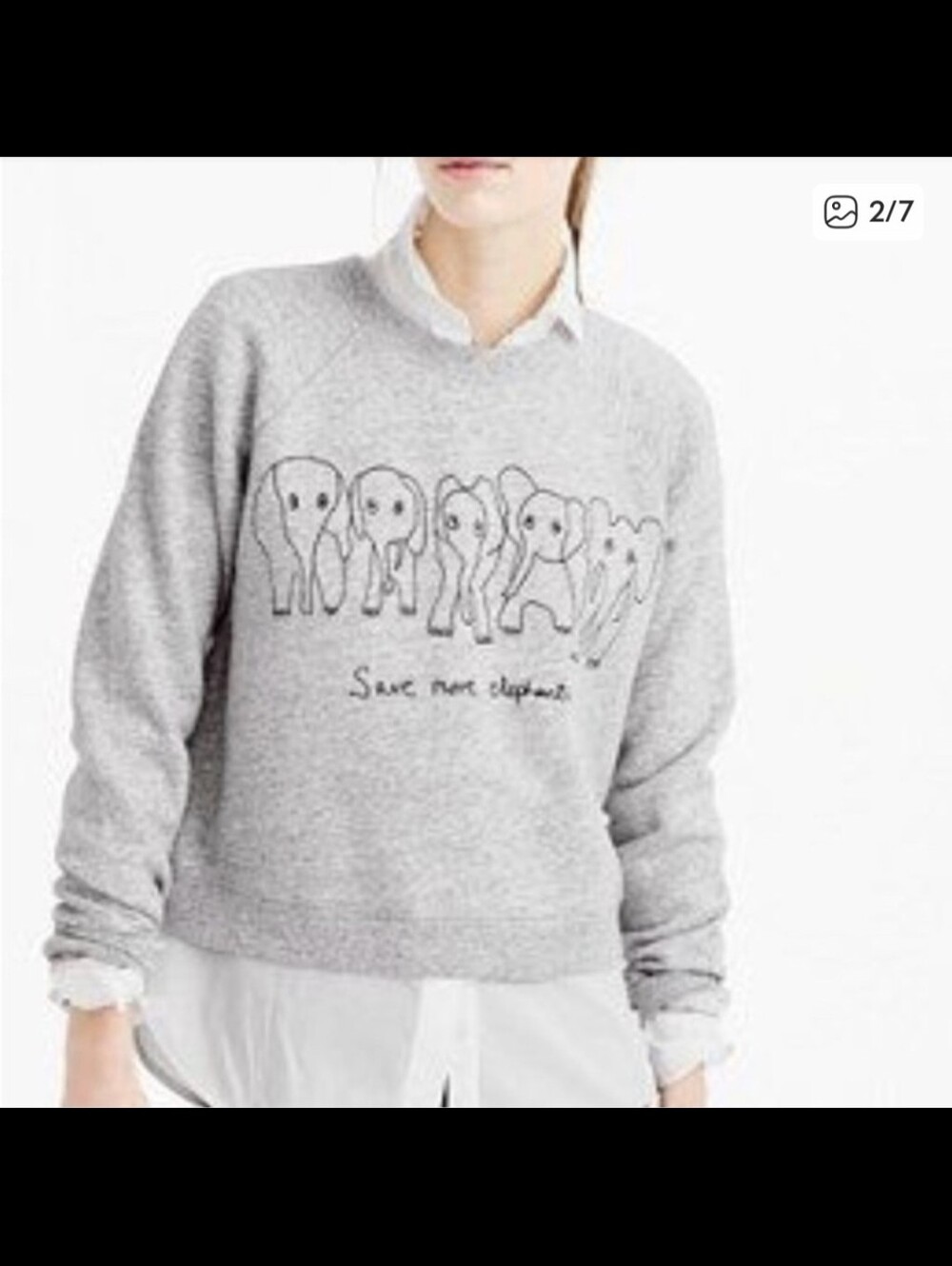 J Crew Sheldrick Wildlife Save More 🐘🐘 Elephants Sweatshirt Size XL 🐘🐘